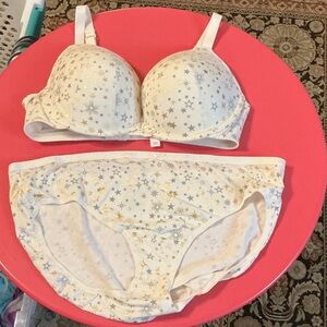 Lane Bryant Cacique cotton plunge bra set 38dd panty 18/20